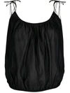 Tory Burch Shoulder-tie Bubble-hem Tank Top In Black