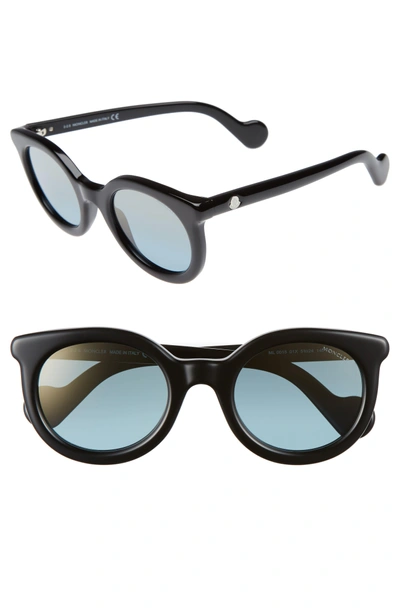 Moncler 51mm Sunglasses In Shiny Black/ Blue Mirror