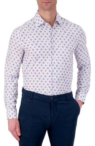 Report Collection Slim Fit Floral Performance Dress Shirt In Lavender