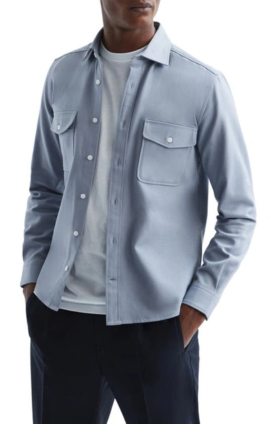 Reiss Arlo Cotton Canvas Button-up Overshirt In Dusty Blue