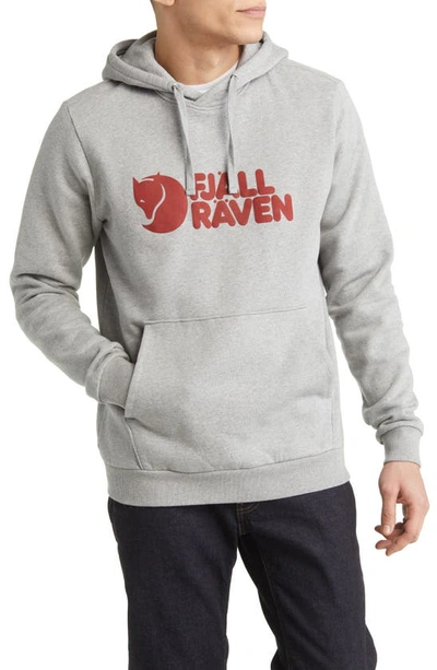 Fjall Raven Logo Organic Cotton Graphic Hoodie In Grey-melange 020-999
