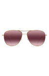 Maui Jim Cliff House 59mm Polarized Aviator Sunglasses In Gold/ Maui Rose