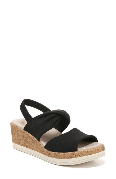 Bzees Remix Slingback Wedge Sandal In Black Fabric