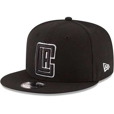 New Era Black La Clippers Black & White Logo 9fifty Adjustable Snapback Hat