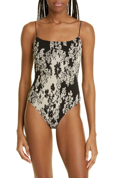 Totême Smocked One-piece Swimsuit In Floral