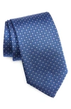 David Donahue Dot Silk Tie In Blue