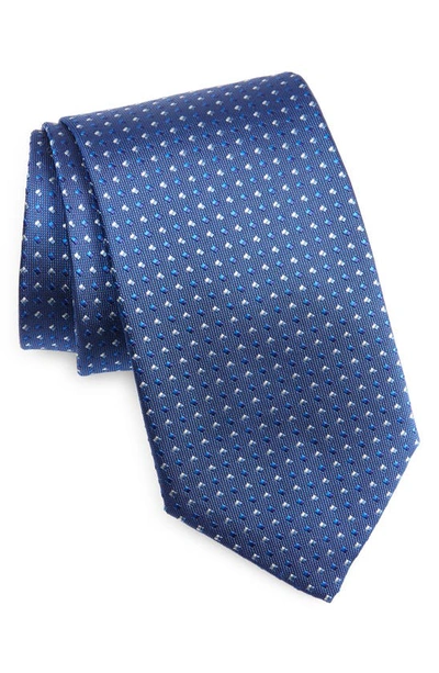 David Donahue Dot Silk Tie In Blue
