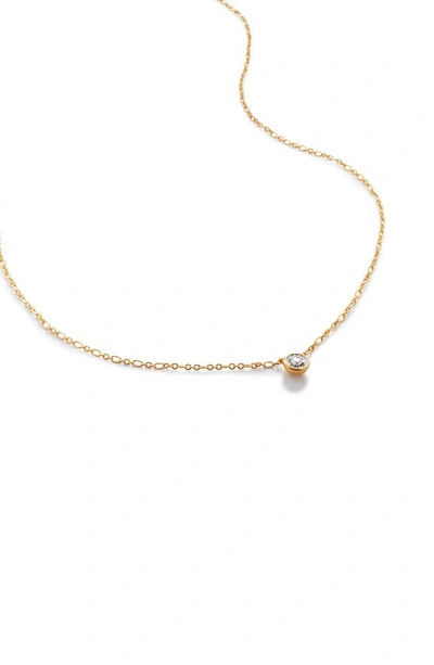 Monica Vinader Diamond Essential Solitaire Necklace In 18ct Gold Vermeil On Sterling