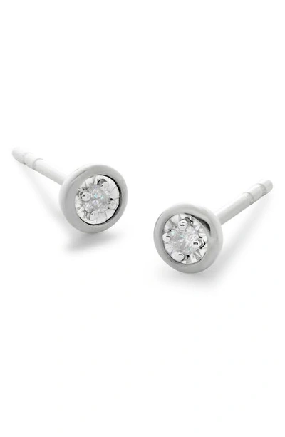 Monica Vinader Essential Diamond Stud Earrings In Sterling Silver