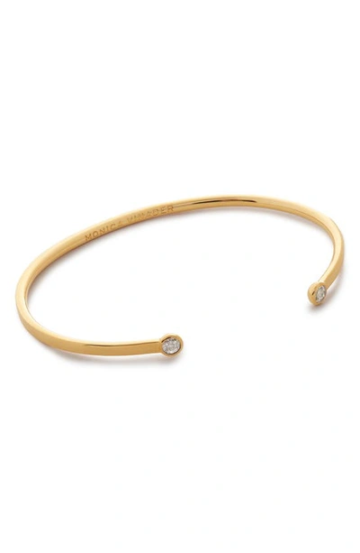 Monica Vinader Essential Diamond Cuff Bracelet In Gold