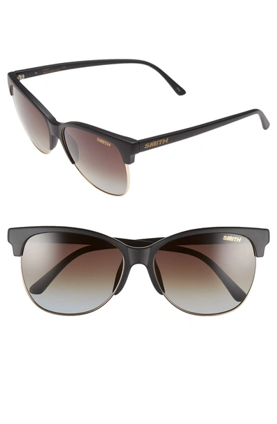 Smith 'rebel' 57mm Cat Eye Sunglasses In Matte Black/ Polarized Brown