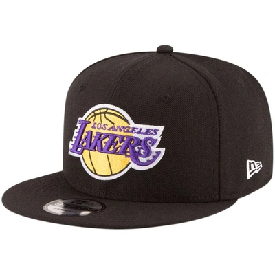 New Era Black Los Angeles Lakers Official Team Color 9fifty Adjustable Snapback Hat