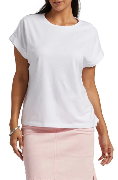 Jag Jeans Drapey Cuff Cotton & Modal T-shirt In White