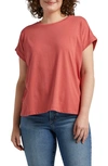 Jag Jeans Drapey Cuff Cotton & Modal T-shirt In Rose