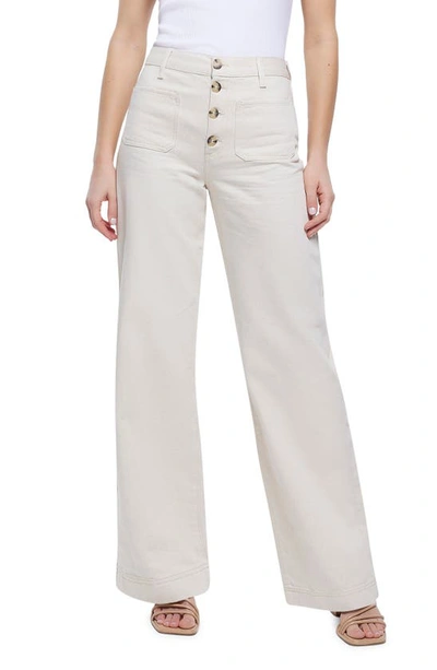 RIVER ISLAND SEEDED HIGH WAIST BUTTON FLY PATCH POCKET WIDE LEG JEANS 