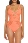 Becca Colorplay Lace One-piece Swimsuit In Nectar