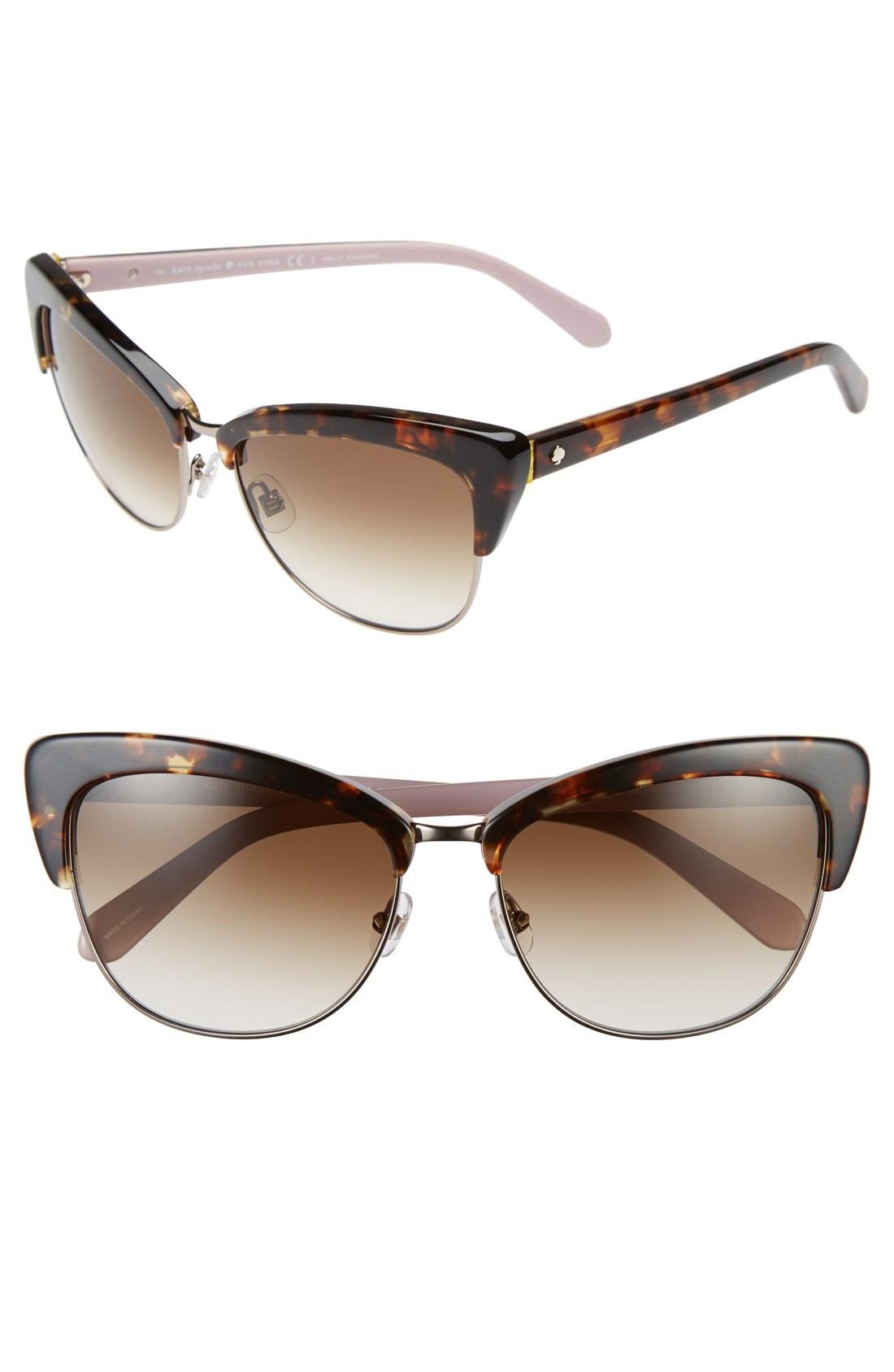 Kate Spade 56mm Cat Eye Sunglasses Tortoise/ Pink ModeSens