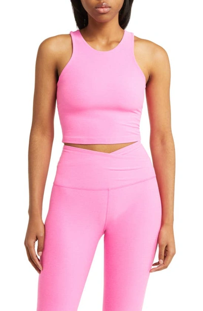 Beyond Yoga Focus Cropped Tank Top In Pink Hype Heather