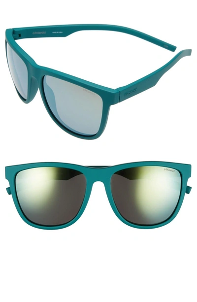 Polaroid 56mm Retro Polarized Sunglasses - Green/ Grey Gold Mirror