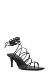 Black Suede Studio Navi Strappy Ankle-wrap Sandals In Black Leather