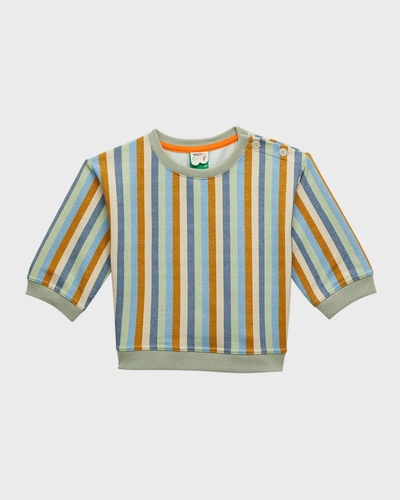Mon Coeur Kid's Stripes Summer Sweatshirt In Light Sagestripes