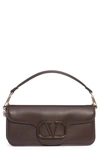 Valentino Garavani Loco Vlogo Flap Leather Shoulder Bag In Brown
