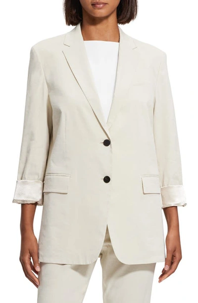 Theory Rolled-sleeve Boyfriend Jacket In Sand