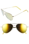 Polaroid 56mm Polarized Aviator Sunglasses - Gold/ Gold Mirror/ Polarized