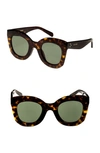 Celine Special Fit 49mm Cat Eye Sunglasses In Dark Havana/ Green
