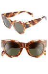Celine Special Fit 50mm Cat Eye Sunglasses - Striped Cognac Havana/ Green