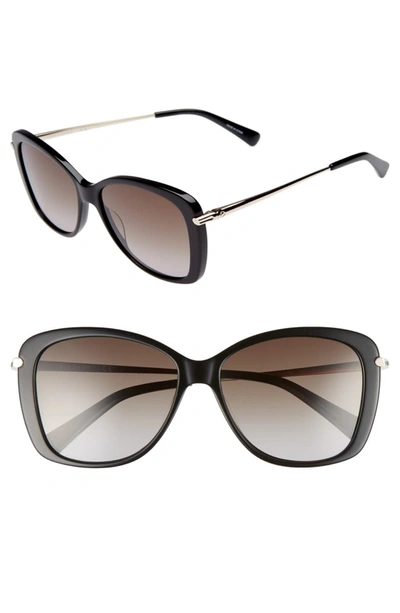 Longchamp 56mm Gradient Lens Butterfly Sunglasses - Black In Dark Havana