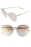 Longchamp 58mm Rounded Cat Eye Sunglasses - Gold
