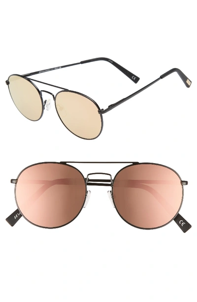 Le Specs Women's Revolution Mirrored Brow Bar Round Sunglasses, 54mm In Matte Black