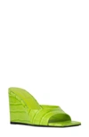 Black Suede Studio Women's Paloma Croc High Heel Sandal In Lime Green Leather