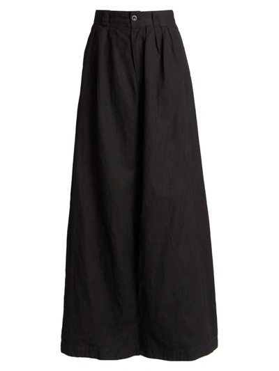 Maison Margiela Men's Linen-blend Wide-leg Trousers In Black
