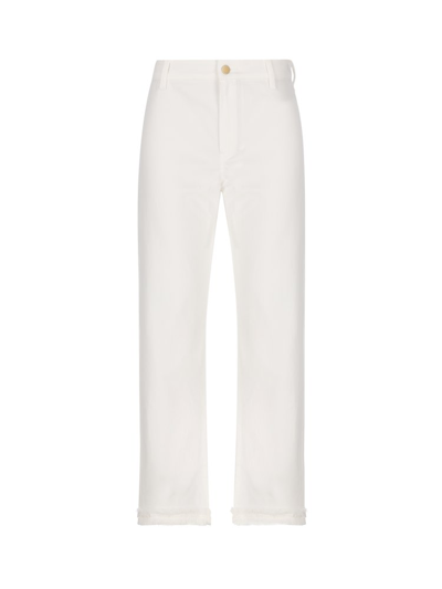 Max Mara Women's Tracy High-rise Fringed Straight Crop Jeans In White