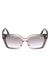 Tom Ford Winona 53mm Gradient Polarized Cat Eye Sunglasses In Shiny Transparent Grey