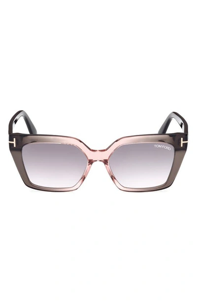 Tom Ford Winona 53mm Gradient Polarized Cat Eye Sunglasses In Grey