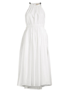 Michael Michael Kors White Midi Dress With Chain And Cut-out Detail In Stretch Cotton Woman