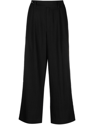 Proenza Schouler White Label Drapey Suiting Wide-leg Tailored Trousers In Black
