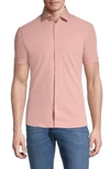 Soul Of London Microfiber Stretch Short Sleeve Button-down Shirt In Pink