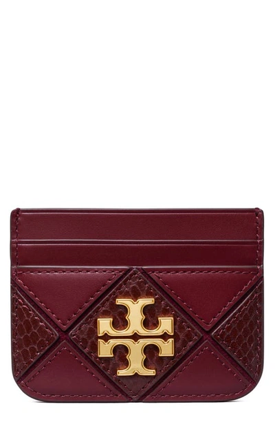 Tory Burch Eleanor Card Case In Beetle Berry