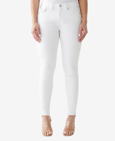 True Religion Women's Jennie Mid Rise Big T Skinny Jeans In Optic White
