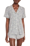 Eberjey Gisele Relaxed Jersey Knit Short Pajamas In Animal Coastal Blue/ Ivory