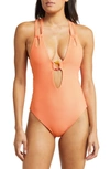 Becca Line N Sand Cutout One-piece Swimsuit In Orange