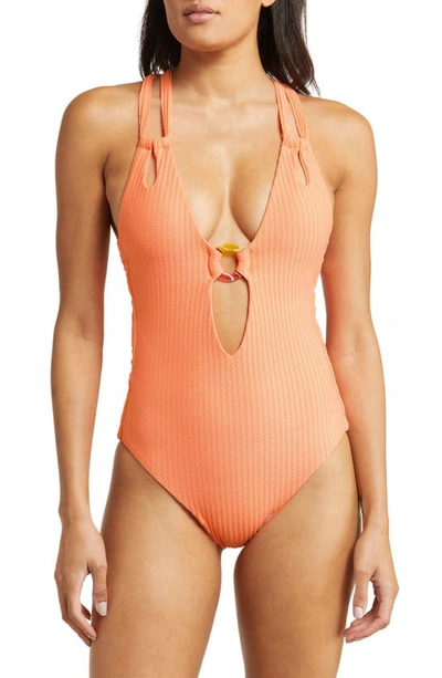 Becca Line N Sand Cutout One-piece Swimsuit In Nectar