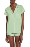 Eberjey Gisele Jersey Knit Shorty Pajamas In Pistachio Ivory