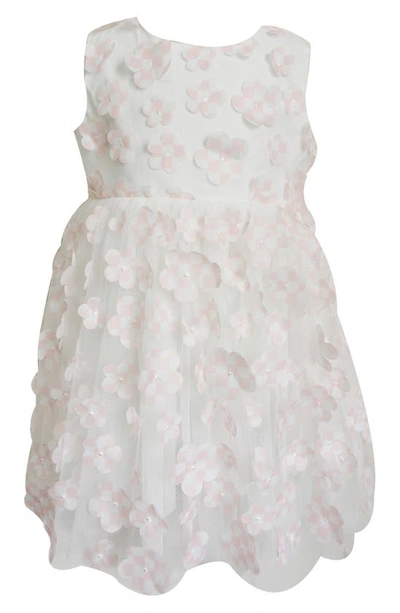 Popatu Babies' 3d Flower Tulle Dress In White