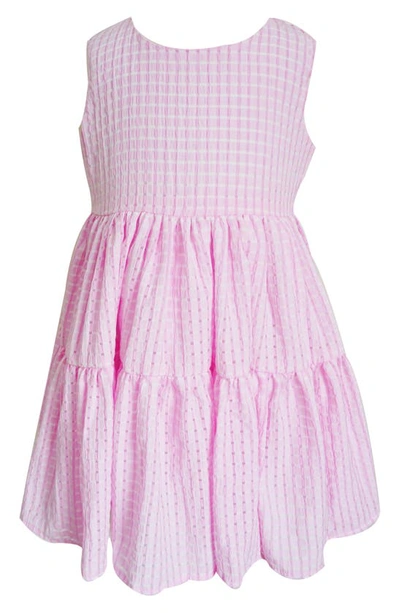 Popatu Babies' Check Tiered Dress In Pink