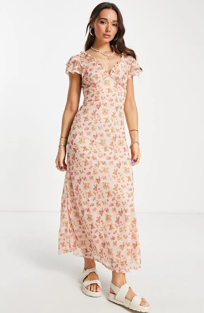 sachin and babi light blue dress Vero Moda ruffle edge detail chiffon bandeau maxi dress in pale yellow main image 1
